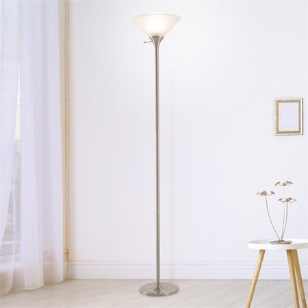 LAVISH HOME Lavish Home 72-TORCH-2 Torchiere Floor Lamp Standing Light with Sturdy Metal Base & Frosted Glass Shade Energy Saving LED Bulb - Light Bronze 72-TORCH-2